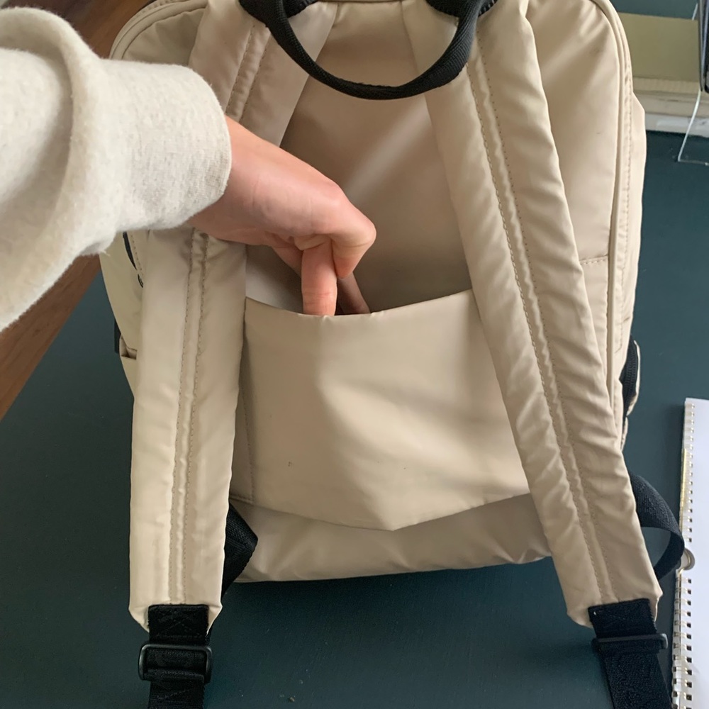 Calpak Luka 15” Cream Backpack with Black Trim - Picture 4 of 11
